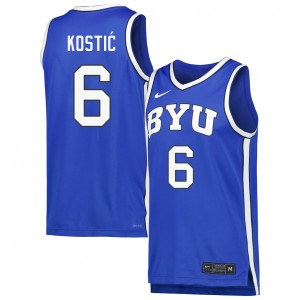 #6 Aleksej Kostic Brigham Young University Royal Men Jersey University College Basketball 177910-457