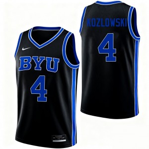 #4 Brody Kozlowski BYU Cougars Black Mens Jerseys University College Basketball 313922-410