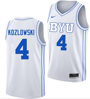 #4 Brody Kozlowski BYU Cougars White Men Jersey Official College Basketball 452046-413