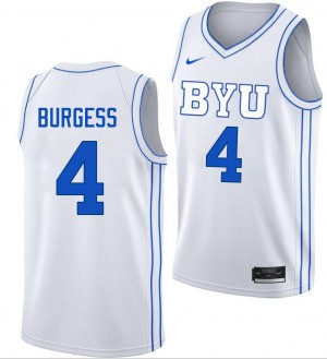 #4 Chamberlain Burgess BYU Cougars White Men's Jersey Limited College Basketball 150061-210