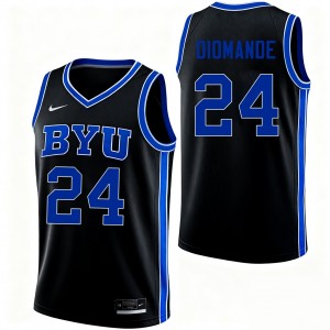 #24 Dominique Diomande BYU Black Men Jerseys University College Basketball 756296-454