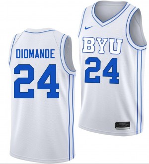 #24 Dominique Diomande Brigham Young University White Men's Jerseys Official College Basketball 841999-864
