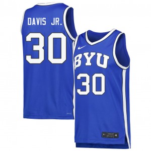 #30 Kennard Davis Jr. Brigham Young University Royal Mens Jerseys Stitched College Basketball 743157-758