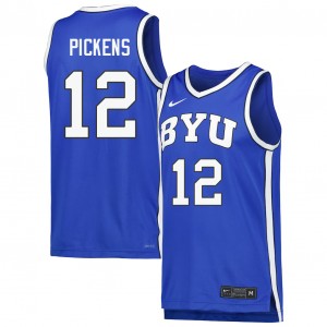 #12 Nate Pickens BYU Cougars Royal Mens Jerseys Replica College Basketball 110033-332