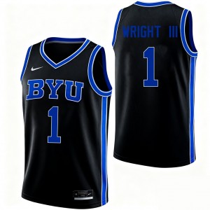 #1 Robert Wright III BYU Black Men's Jerseys Limited College Basketball 401233-905