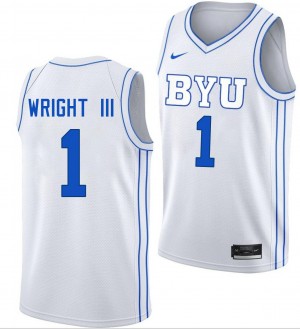 #1 Robert Wright III BYU White Men's Jerseys High School College Basketball 572883-719