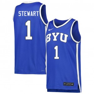 #1 Trey Stewart Cougars Royal Men Jerseys Game College Basketball 600755-677