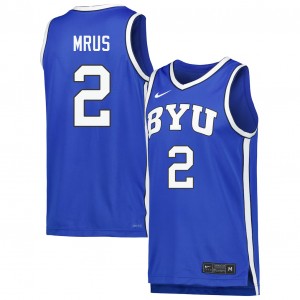 #2 Tyler Mrus BYU Royal Mens Jerseys University College Basketball 249203-163