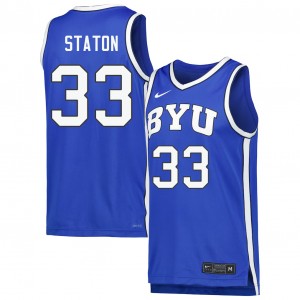 #33 Xavion Staton Cougars Royal Men's Jersey Replica College Basketball 294388-667