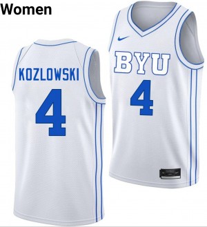 #4 Brody Kozlowski The Y White Womens Jersey University College Basketball 803313-790
