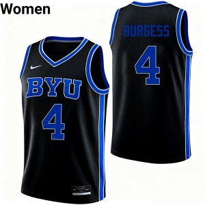 #4 Chamberlain Burgess BYU Cougars Black Women's Jersey Embroidery College Basketball 413838-636