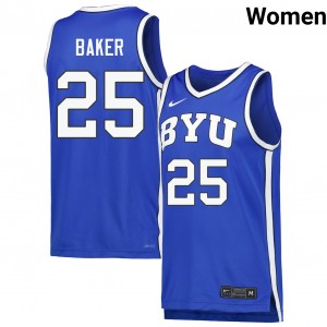 #25 Dawson Baker BYU Cougars Royal Women Jerseys Alumni College Basketball 332465-662