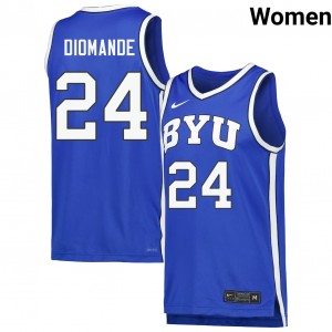 #24 Dominique Diomande BYU Royal Women Jersey Official College Basketball 943086-667