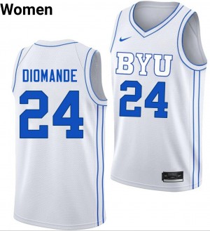 #24 Dominique Diomande Brigham Young University White Women's Jersey Game College Basketball 289195-151