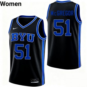 #51 Jared McGregor BYU Black Women Jersey Alumni College Basketball 343181-566
