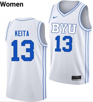 #13 Keba Keita The Y White Women's Jerseys Stitched College Basketball 506335-812