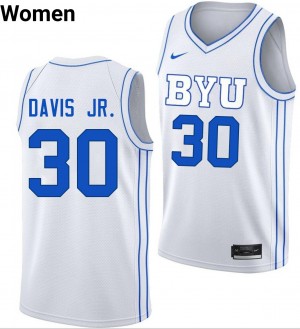 #30 Kennard Davis Jr. Brigham Young University White Womens Jersey Official College Basketball 787077-123