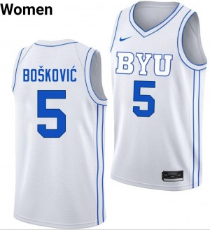 #5 Mihailo Boskovic The Y White Women's Jersey 2025 College Basketball 571720-435