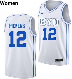 #12 Nate Pickens The Y White Womens Jerseys Replica College Basketball 302670-102