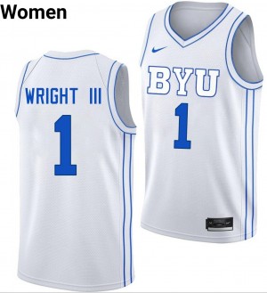 #1 Robert Wright III Brigham Young University White Women Jersey Game College Basketball 694403-933