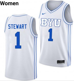 #1 Trey Stewart Cougars White Women's Jersey Official College Basketball 828707-480