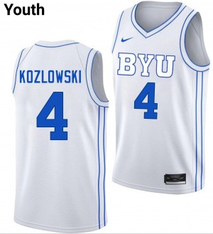 #4 Brody Kozlowski BYU White Youth Jersey Stitched College Basketball 265051-998
