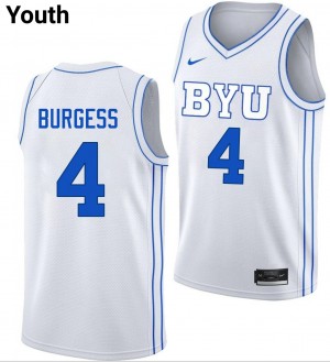 #4 Chamberlain Burgess Brigham Young University White Youth Jerseys Game College Basketball 514336-123