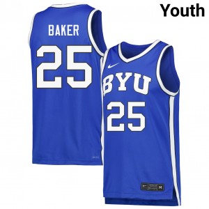 #25 Dawson Baker Brigham Young University Royal Youth Jerseys Embroidery College Basketball 442719-352