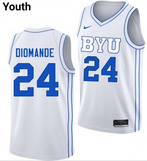 #24 Dominique Diomande Brigham Young University White Youth Jerseys University College Basketball 977309-813