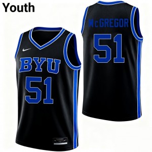 #51 Jared McGregor Brigham Young University Black Youth Jerseys Official College Basketball 725536-752