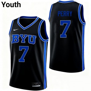 #7 KJ Perry BYU Cougars Black Youth Jersey Official College Basketball 140313-247