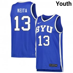 #13 Keba Keita Brigham Young University Royal Youth Jerseys Replica College Basketball 148927-205