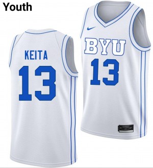 #13 Keba Keita BYU Cougars White Youth Jersey 2025 College Basketball 157923-251