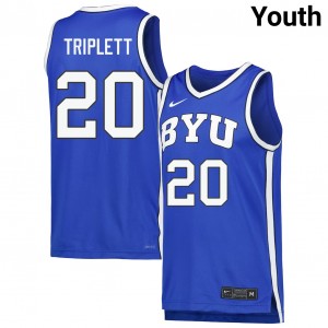#20 Max Triplett Brigham Young University Royal Youth Jerseys Player College Basketball 157543-383