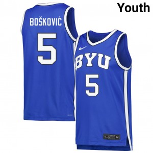 #5 Mihailo Boskovic BYU Royal Youth Jersey Alumni College Basketball 100247-820