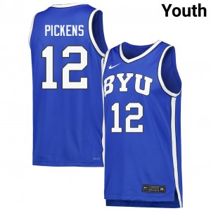 #12 Nate Pickens BYU Royal Youth Jersey High School College Basketball 424090-814