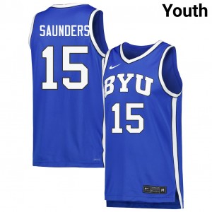 #15 Richie Saunders BYU Royal Youth Jerseys Stitched College Basketball 918880-884