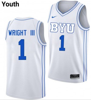#1 Robert Wright III Brigham Young University White Youth Jerseys Player College Basketball 798940-147