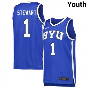 #1 Trey Stewart BYU Royal Youth Jerseys Stitched College Basketball 863080-907