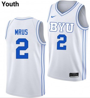 #2 Tyler Mrus The Y White Youth Jerseys Stitched College Basketball 451208-276