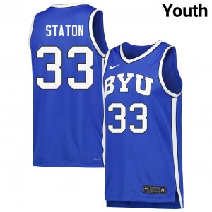 #33 Xavion Staton Brigham Young University Royal Youth Jerseys University College Basketball 197865-556