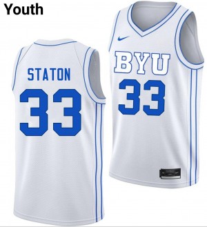 #33 Xavion Staton The Y White Youth Jerseys Official College Basketball 812246-334